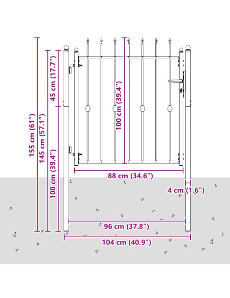 Cancello per recinzione HORST 100 x 100 cm Metallo Nero