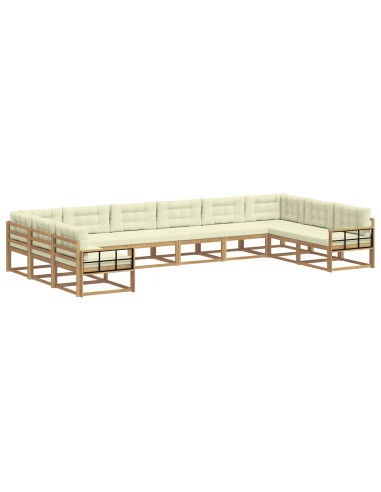 Set di divani da esterno con cuscino 10 pcs Bianco e Crema