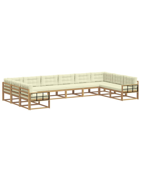 Set di divani da esterno con cuscino 10 pcs Bianco e Crema