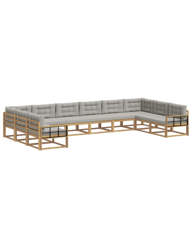 Set di divani da esterno 10 pcs Bianco e Grigio Chiaro