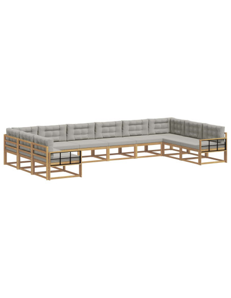 Set di divani da esterno 10 pcs Bianco e Grigio Chiaro