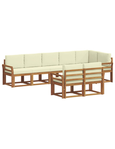 Set di divani da esterno con cuscino 8 pcs Naturale e Crema