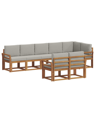 Set di divani da esterno 8 pcs Grigio Naturale e Chiaro