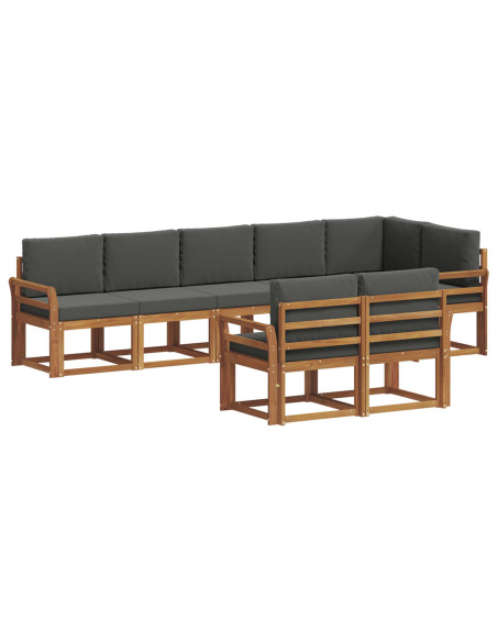 Set di divani da esterno con cuscino 8 pcs Naturale e Antracite