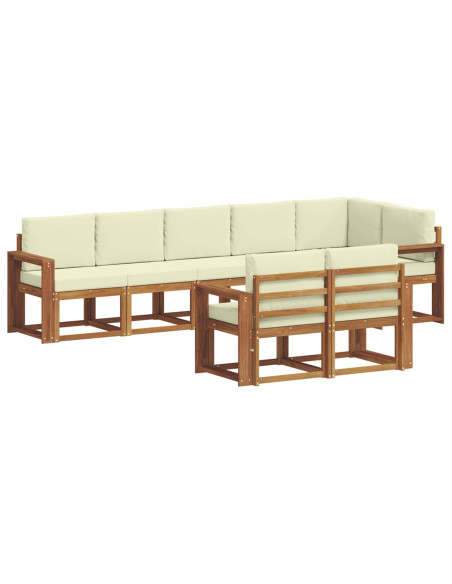 Set di divani da esterno con cuscino 8 pcs Naturale e Crema