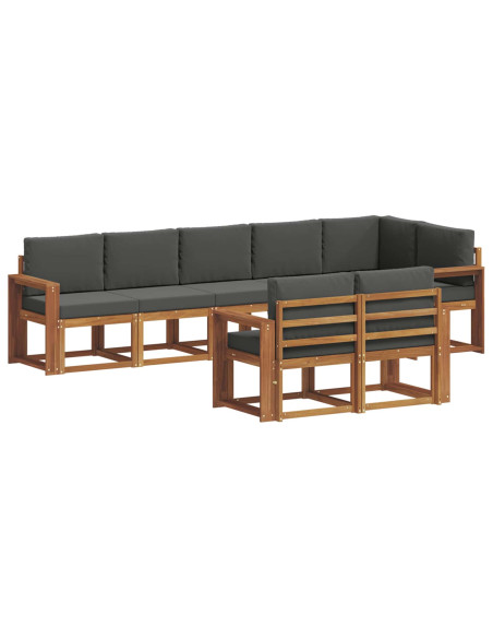 Set di divani da esterno con cuscino 8 pcs Naturale e Antracite