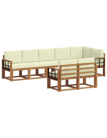 Set di divani da esterno con cuscino 8 pcs Naturale e Crema