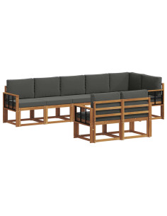 Set di divani da esterno con cuscino 8 pcs Naturale e Antracite 2
