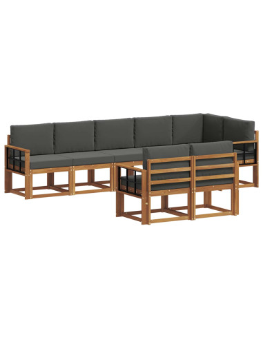 Set di divani da esterno con cuscino 8 pcs Naturale e Antracite
