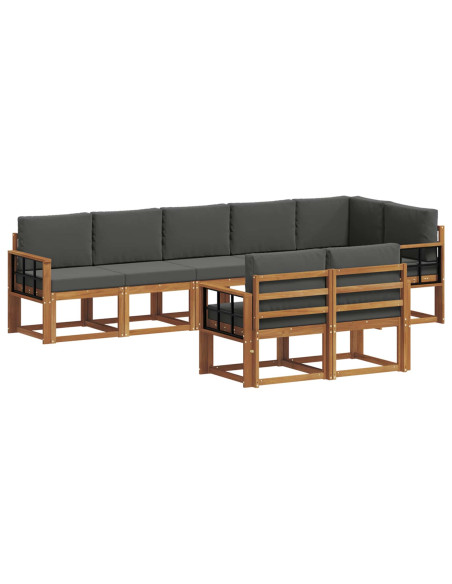 Set di divani da esterno con cuscino 8 pcs Naturale e Antracite