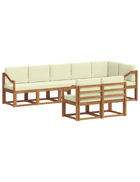 Set di divani da esterno con cuscino 8 pcs Naturale e Crema