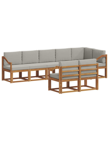 Set di divani da esterno 8 pcs Grigio Naturale e Chiaro