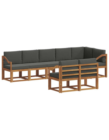 Set di divani da esterno con cuscino 8 pcs Naturale e Antracite