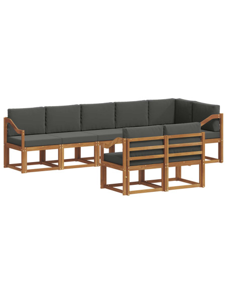 Set di divani da esterno con cuscino 8 pcs Naturale e Antracite