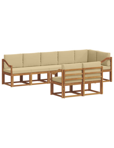 Set di divani da esterno con cuscino 8 pcs Naturale e Beige
