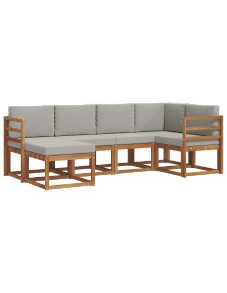 Set di divani con cuscino 6 pcs Grigio Naturale e Chiaro