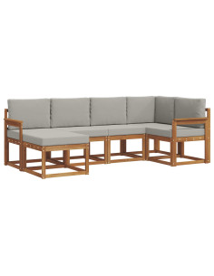 Set di divani da esterno 6 pcs Grigio Naturale e Chiaro 2