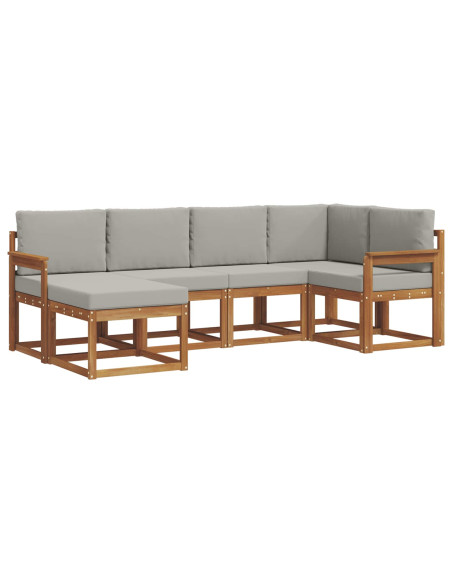 Set di divani da esterno 6 pcs Grigio Naturale e Chiaro