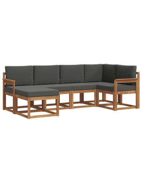 Set di divani da esterno con cuscino 6 pcs Naturale e Antracite