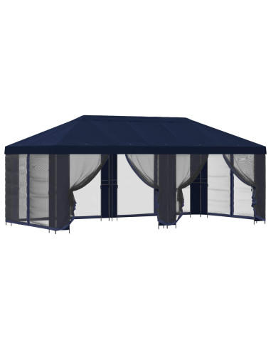 Gazebo con pareti laterali 6 x 3 m Blu Poliestere e Acciaio 190