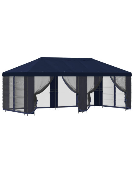 Gazebo con pareti laterali 6 x 3 m Blu Poliestere e Acciaio 190
