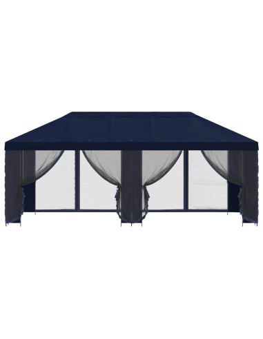 Gazebo con pareti laterali 6 x 3 m Blu Poliestere e Acciaio 190