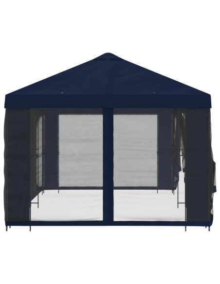 Gazebo con pareti laterali 6 x 3 m Blu Poliestere e Acciaio 190