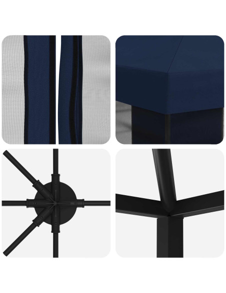 Gazebo con pareti laterali 6 x 3 m Blu Poliestere e Acciaio 190
