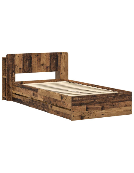 Telaio del letto con storage Legno antico 80 x 200 cm