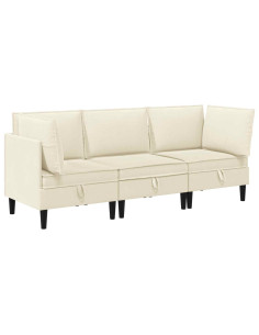 Set di mobili per il soggiorno 3 pcs Crema Tessuto 2