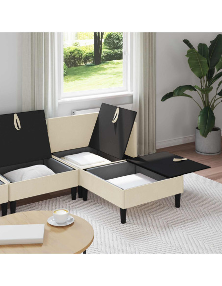 Set di mobili per il soggiorno 4 pcs Crema Tessuto