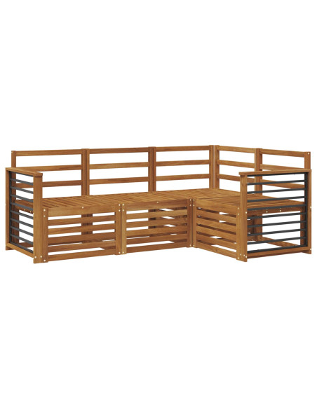 Set divani 4 pcs Naturale Legno di Acacia Massello