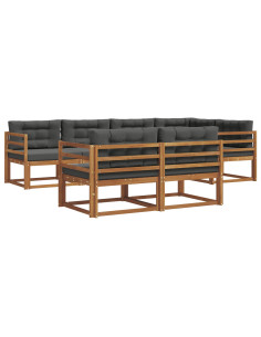 Set di divani da esterno con cuscino 7 pcs Naturale e Antracite 2