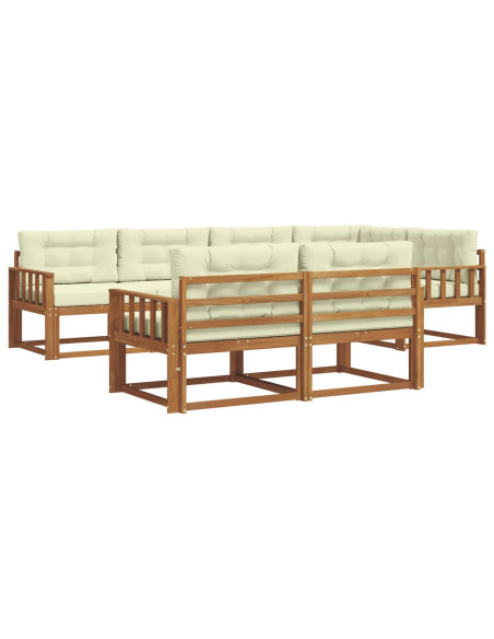 Set di divani da esterno con cuscino 7 pcs Naturale e Crema
