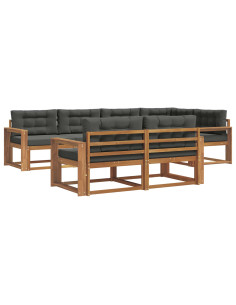 Set di divani da esterno con cuscino 7 pcs Naturale e Antracite 2