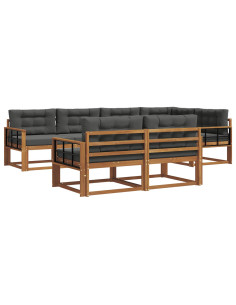 Set di divani da esterno con cuscino 7 pcs Naturale e Antracite 2