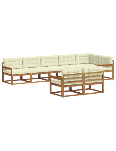 Set di divani da esterno con cuscino 8 pcs Naturale e Crema