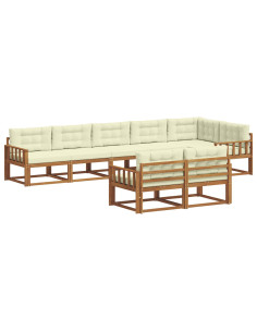 Set di divani da esterno con cuscino 8 pcs Naturale e Crema 2
