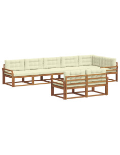 Set di divani da esterno con cuscino 8 pcs Naturale e Crema 2