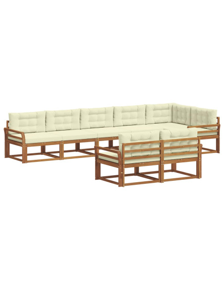 Set di divani da esterno con cuscino 8 pcs Naturale e Crema
