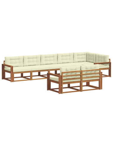 Set di divani da esterno con cuscino 8 pcs Naturale e Crema