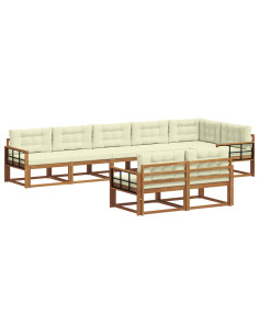Set di divani da esterno con cuscino 8 pcs Naturale e Crema 2