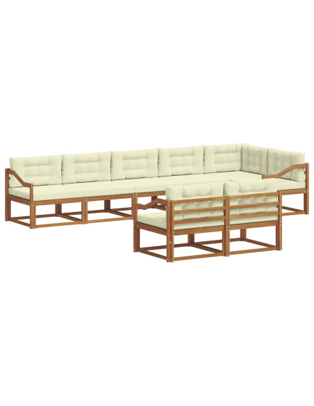 Set di divani da esterno con cuscino 8 pcs Naturale e Crema