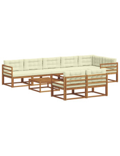 Set di divani da esterno con cuscino 9 pcs Naturale e Crema 2