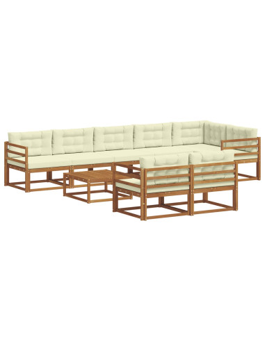 Set di divani da esterno con cuscino 9 pcs Naturale e Crema
