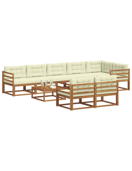 Set di divani da esterno con cuscino 9 pcs Naturale e Crema