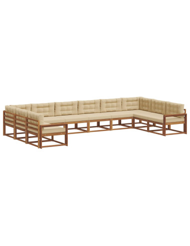 Set di divani da esterno con cuscino 10 pcs Naturale e Beige