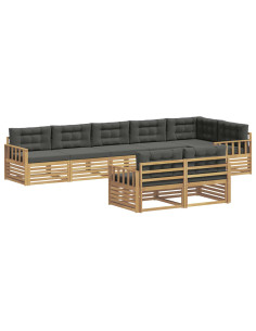 Set di divani da esterno 8 pcs Bianco e Antracite Poliestere 2