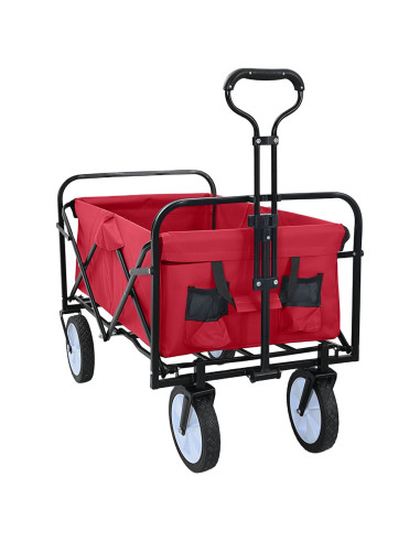 Carrello a Mano Pieghevole Rosso 94 x 53 x 99 cm Tessuto Oxford