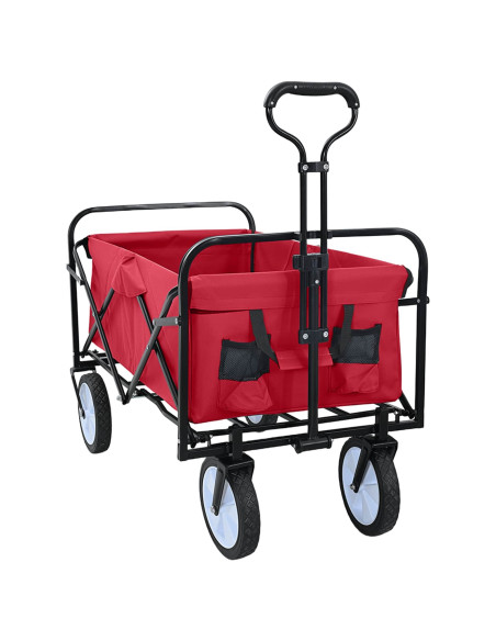 Carrello a Mano Pieghevole Rosso 94 x 53 x 99 cm Tessuto Oxford